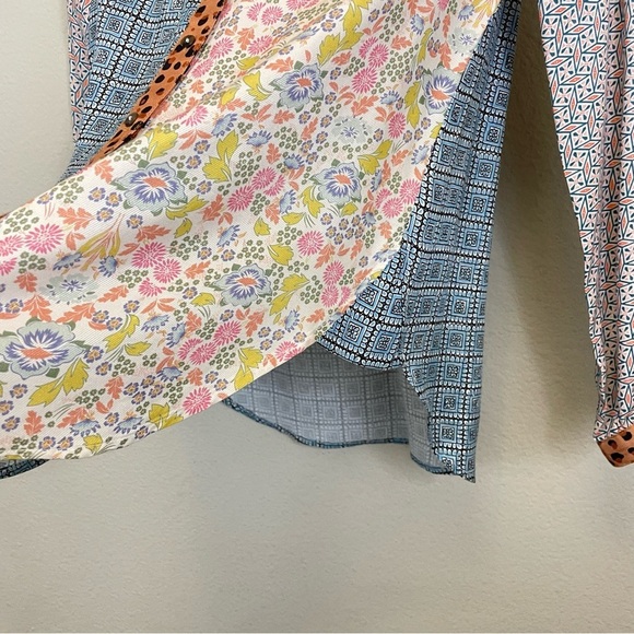 Anthropologie Maeve Mixed Print Button Down Blouse Patchwork Size XS - Picture 7 of 9